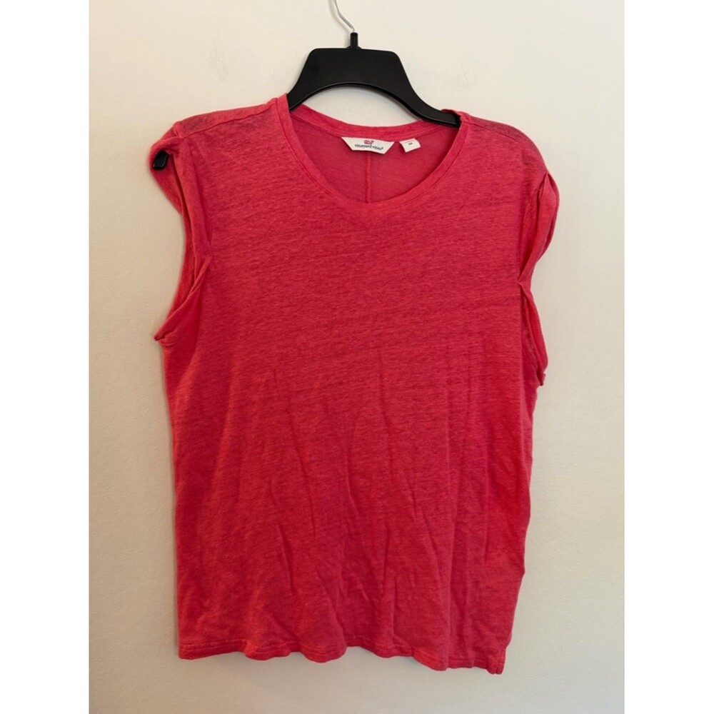 Vineyard Vines 100% Linen Pink Cap Sleeve Top Medium